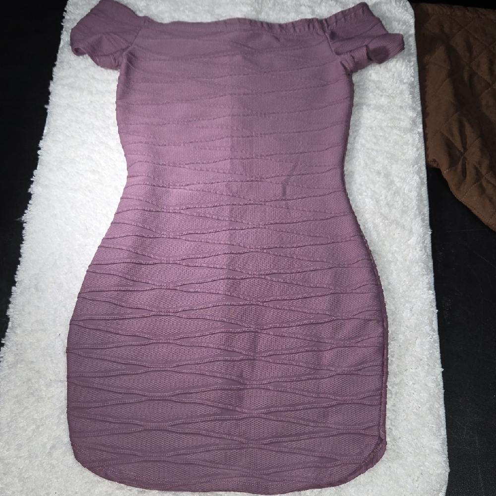 Windsor Mauve Off-Shoulder Bandage Mini Dress